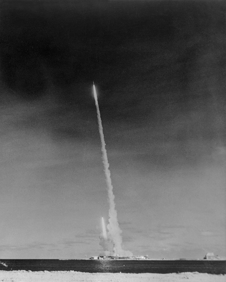 The United States conducts a test of two Spartan missiles, part of the Safeguard anti-ballistic missile, in 1971. Many analysts have argued that the U.S. Safeguard investment was key to agreeing to missile defense limits with the Soviet Union, but other factors may have played a greater role. (Photo: Bettman/Getty Images)