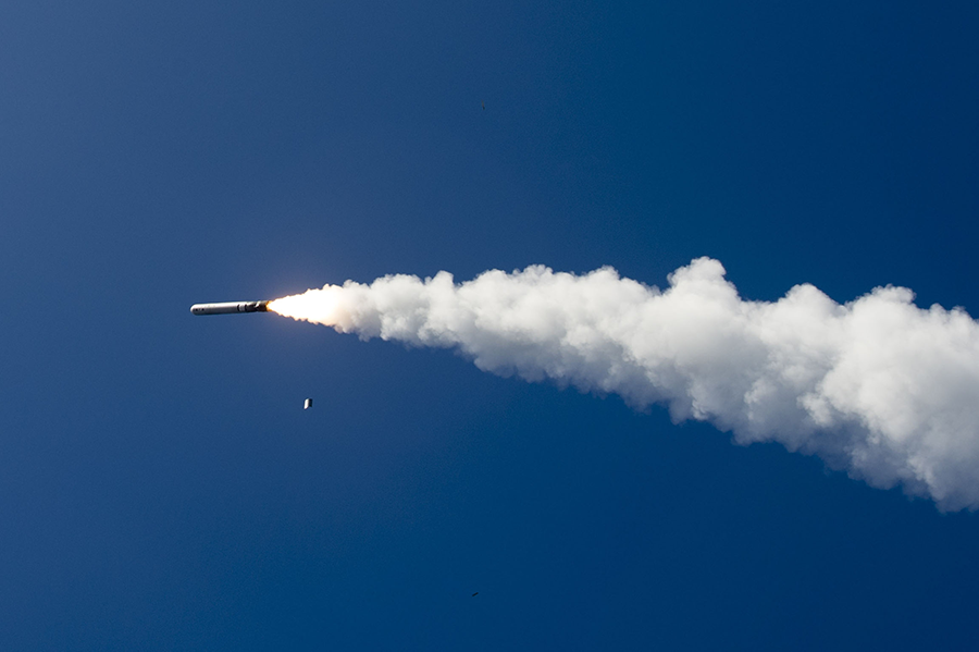 A U.S. Navy Tomahawk cruise missile launches during a 2018 exercise. A senior Army official said his service was considering deploying a land-based version of the missile, a weapon that would have been prohibited by the INF Treaty.  (Photo: William Collins/U.S. Navy)
