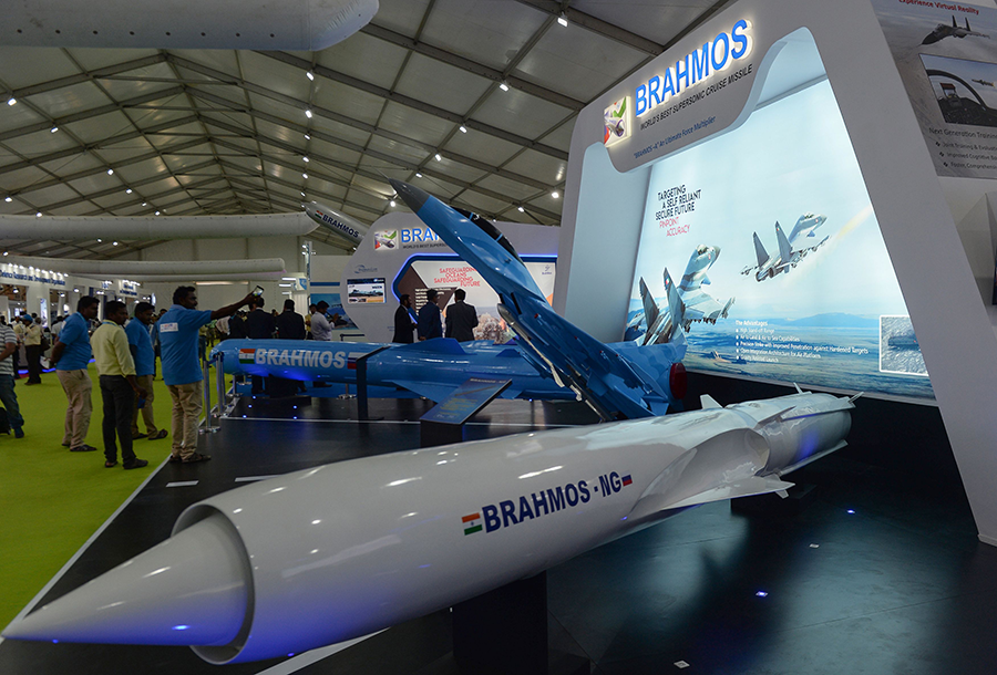 India displays its Brahmos missile, developed jointly with Russia, in 2018. In September, India tested a different hypersonic cruise missile that was designed and developed indigenously. (Photo: Arun Sankar/AFP/Getty Images)