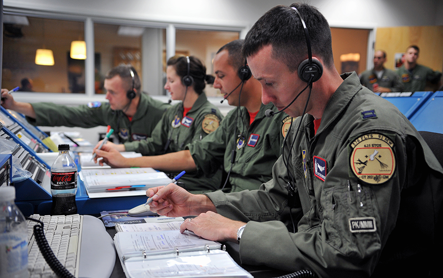 U.S. Air Force officers prepare for a 2010 flight test of a Minuteman III ICBM at Vandenberg Air Force Base. The Air Force has awarded a contract to Northrop Grumman Corp. to begin development of a replacement for the missile. (Photo: Andrew Lee/U.S. Air Force)