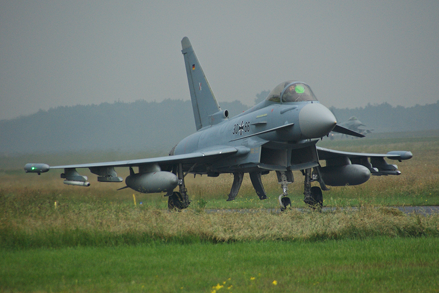 A German Eurofighter taxis at Nörvenich Air Base in 2013. The base was used as a site for this year's NATO exercise Steadfast Noon. (Photo: Neuwieser/Flickr)