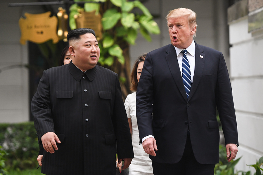 North Korea's leader Kim Jong Un (left) and U.S. President Donald Trump at their 2019 summit in Hanoi. Two decades of diplomacy, ranging from multilateral negotiations to high-level personal talks, have failed to meaningfully curb North Korea's nuclear weapons development. (Photo: Saul Loeb/AFP/Getty Images)
