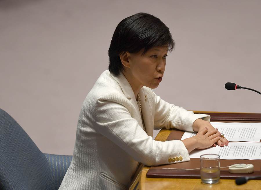 UN Under-Secretary-General and High Representative for Disarmament Affairs, Izumi Nakamitsu, speaks at a UN Security Council meeting on non-proliferation of weapons of mass destruction on Sept. 21, 2017 at the United Nations headquarters in New York.  (Photo: Don Emmert/AFP via Getty Images)