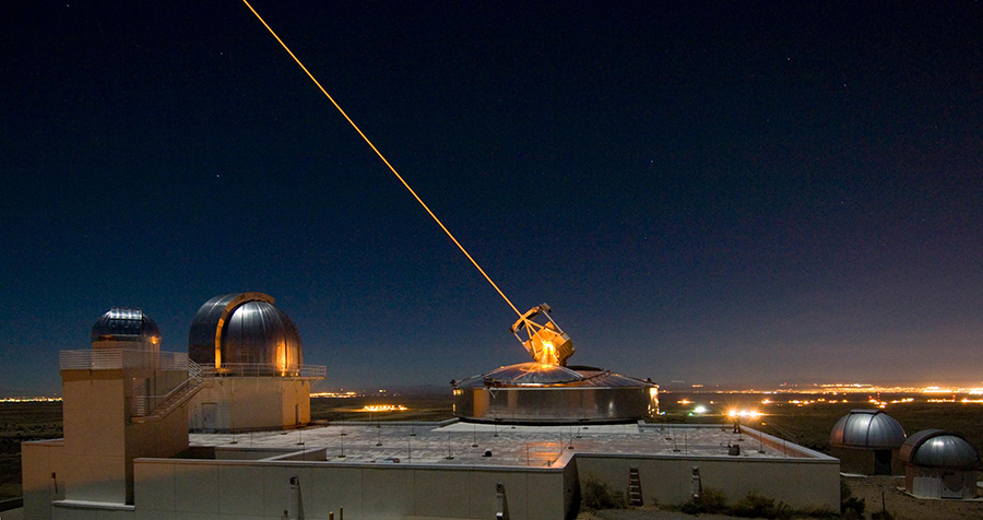 The Sodium Guidestar laser at the U.S. Air Force Research Laboratory at Kirtland Air Force Base in New Mexico is used for real-time, high-fidelity tracking and imaging of satellites too faint for conventional adaptive optical imaging systems. (Photo: U.S. Air Force)