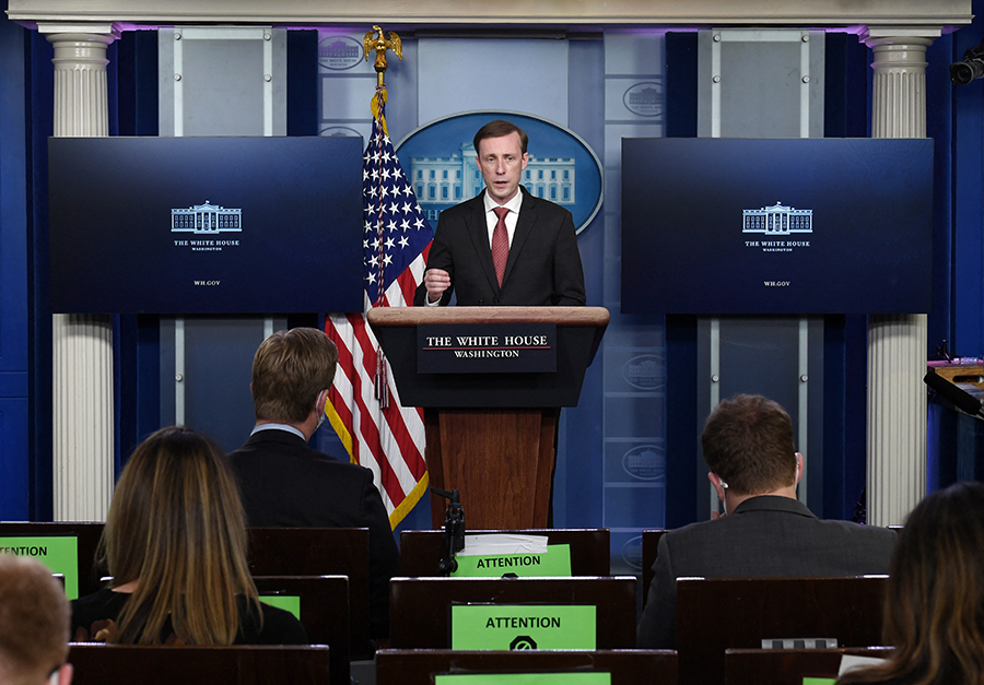 U.S. National Security Advisor Jake Sullivan speaks during the daily press briefing on March 12, in the Brady Briefing Room of the White House in Washington, D.C.  (Photo: Olivier Douliery/AFP via Getty Images)