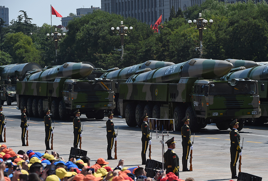DF-26 missiles are featured in the military parade in Beijing, China, Sept. 3, 2015. (Photo: Greg Baker/AFP via Getty Images)