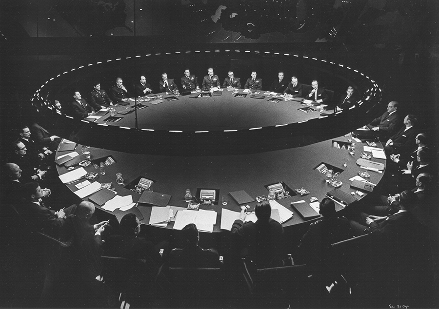 The war room of the iconic 1964 black comedy "Dr. Strangelove," which embodied Cold War fears about a first strike nuclear attack against the Soviet Union. Six decades later, those fears remain and calls are growing for Congress to rein in the unilateral authority possessed by U.S. presidents to launch such existential attacks.  (Photo: Michael Ochs Archives/Getty Images)