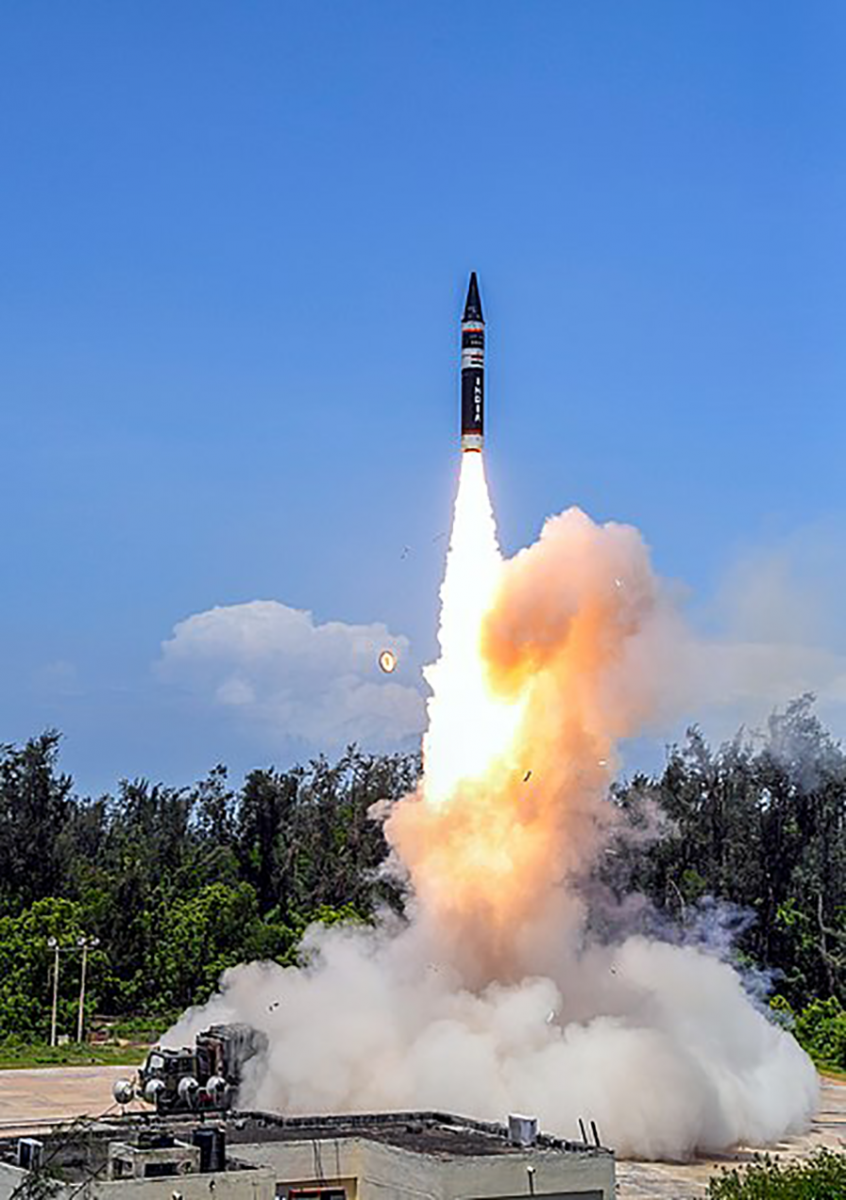 The 1,000–2,000-kilometer range of India's new Agni-P missile suggests that the weapon was designed as a counter to Pakistan’s forces, not China's. (Photo by Press Information Bureau on behalf of Ministry of Defence, Government of India)