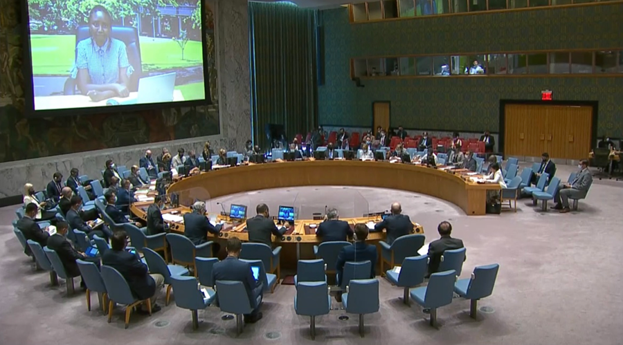 Maggie Wanyaga of Kenya, a representative of the Comprehensive Nuclear-Test-Ban-Treaty Organization Youth Group, addressed a UN Security Council meeting that discussed the CTBT on Sept. 27. The youth group is part of an effort to involve civil society in supporting the work of the CTBTO and the treaty. (UN TV)