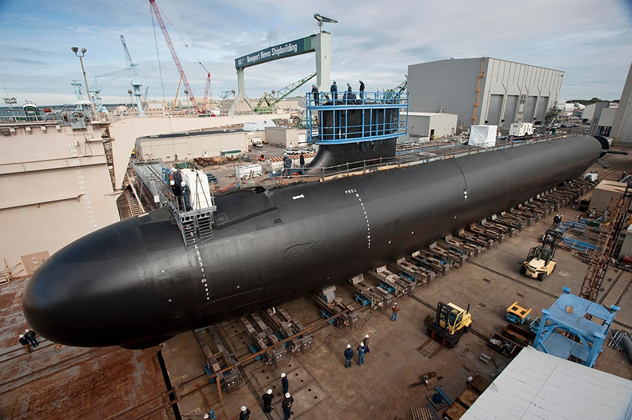The Virginia-class attack submarine Minnesota (SSN-783), shown under construction in 2012, is among the class of submarine that could be sold to Australia. (U.S. Navy Photo)