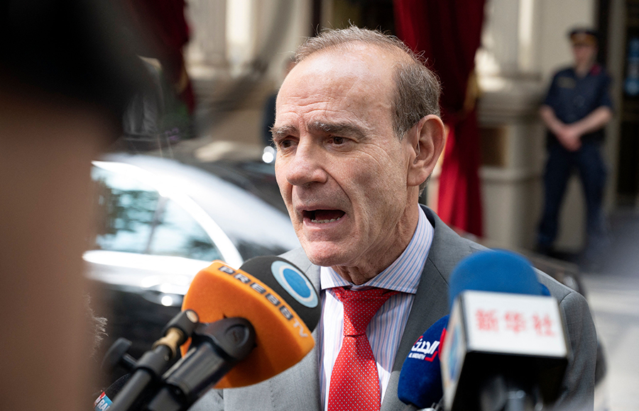 EU Deputy Secretary-General Enrique Mora, shown here in Vienna in June, traveled to Tehran on Oct. 14 to meet Iranian Deputy Foreign Minister Ali Bagheri Kani and discuss Iran's plans to resume negotiations on the 2015 nuclear deal.  (Photo by Joe Klamar/AFP via Getty Images)