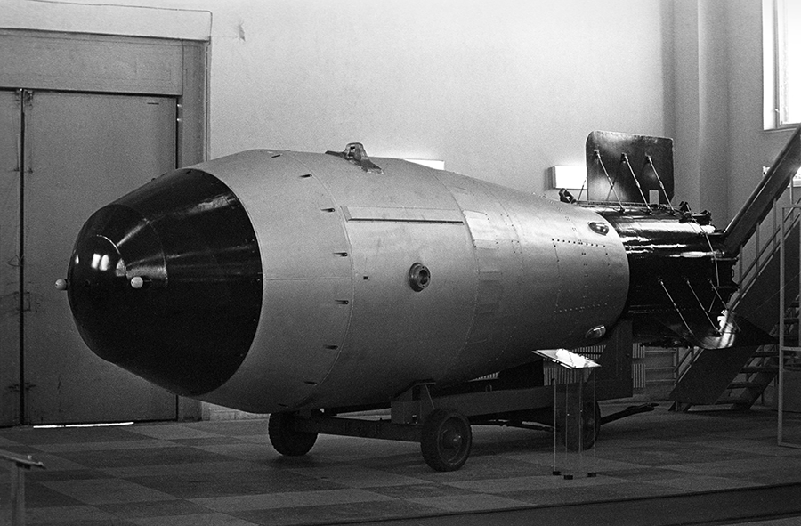 On October 30, 1961, the Soviet Union conducted “Tsar Bomba,” the largest ever nuclear weapons test, with a yield of 50 megatons. Today, the weapon sits in a museum. (Photo by TASS via Getty Images)