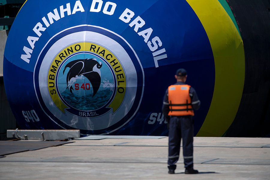 Brazil is the only non-nuclear-weapon state with an active nuclear naval propulsion program. Some experts worry that the AUKUS deal, in which Australia plans to buy nuclear-powered submarines from the UK and the United States, will encourage other countries to pursue this technology. (Photo by Mauro Pimentel / AFP via Getty Images)