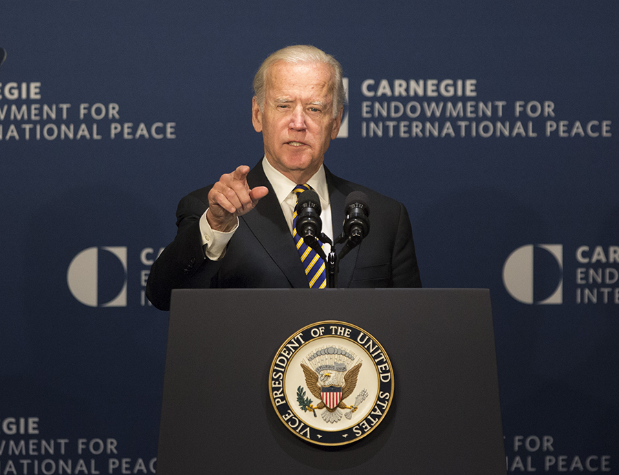 During a January 11, 2017 speech to the Carnegie Endowment for International Peace, Vice President Joe Biden said that he and President Barack Obama “strongly believe we have made enough progress that deterring—and if necessary, retaliating against—a nuclear attack should be the sole purpose of the U.S. nuclear arsenal.” (Photo by Chris Kleponis/AFP via Getty Images)