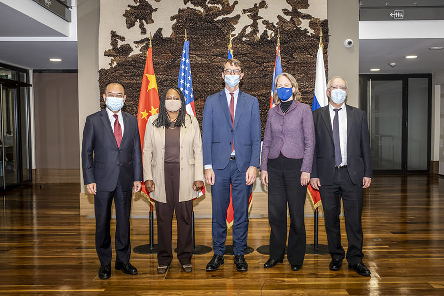 Representatives of the five original nuclear-weapon states met for the first time in nearly two years in Paris in December. They reaffirmed their commitment to the 1968 nuclear Nonproliferation Treaty (NPT). (Photo credit: Permanent representation of France to the Conference on Disarmament)