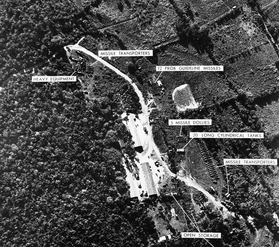 A photograph of a ballistic missile base in Cuba was used as evidence with which U.S. President John F. Kennedy ordered a naval blockade of Cuba during the Cuban missile crisis October 24, 1962. (Photo by Getty Images)