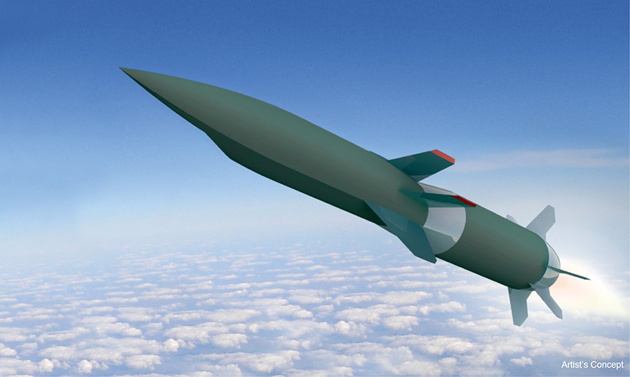 An artist’s rendering of the Hypersonic Air-Breathing Weapon Concept system, which the U.S. Defense Advanced Research Projects Agency said in mid-March had been successfully tested. (Illustration by DARPA)