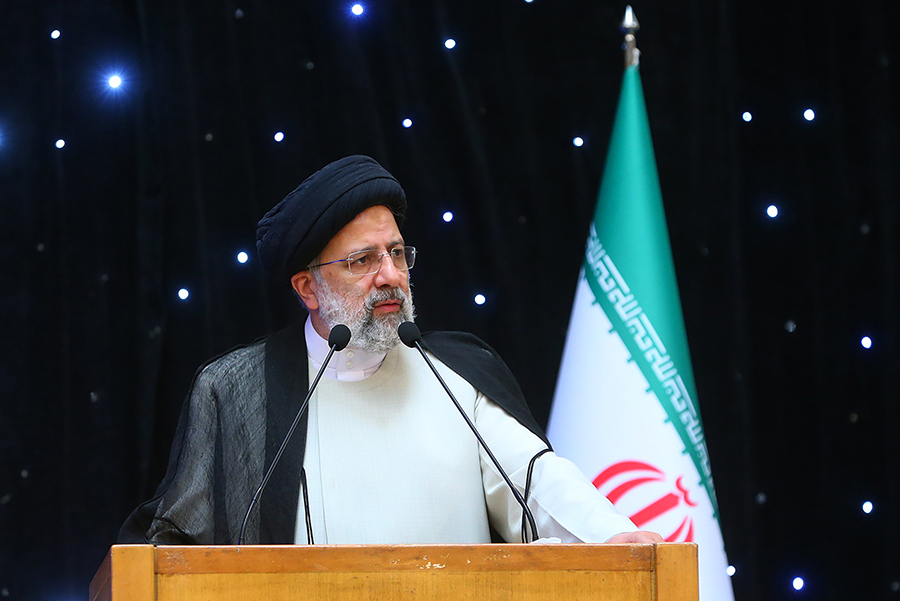 Iranian President Ebrahim Raisi speaks in May to Iran’s first international event on privatization. (Photo credit: Iranian government website)