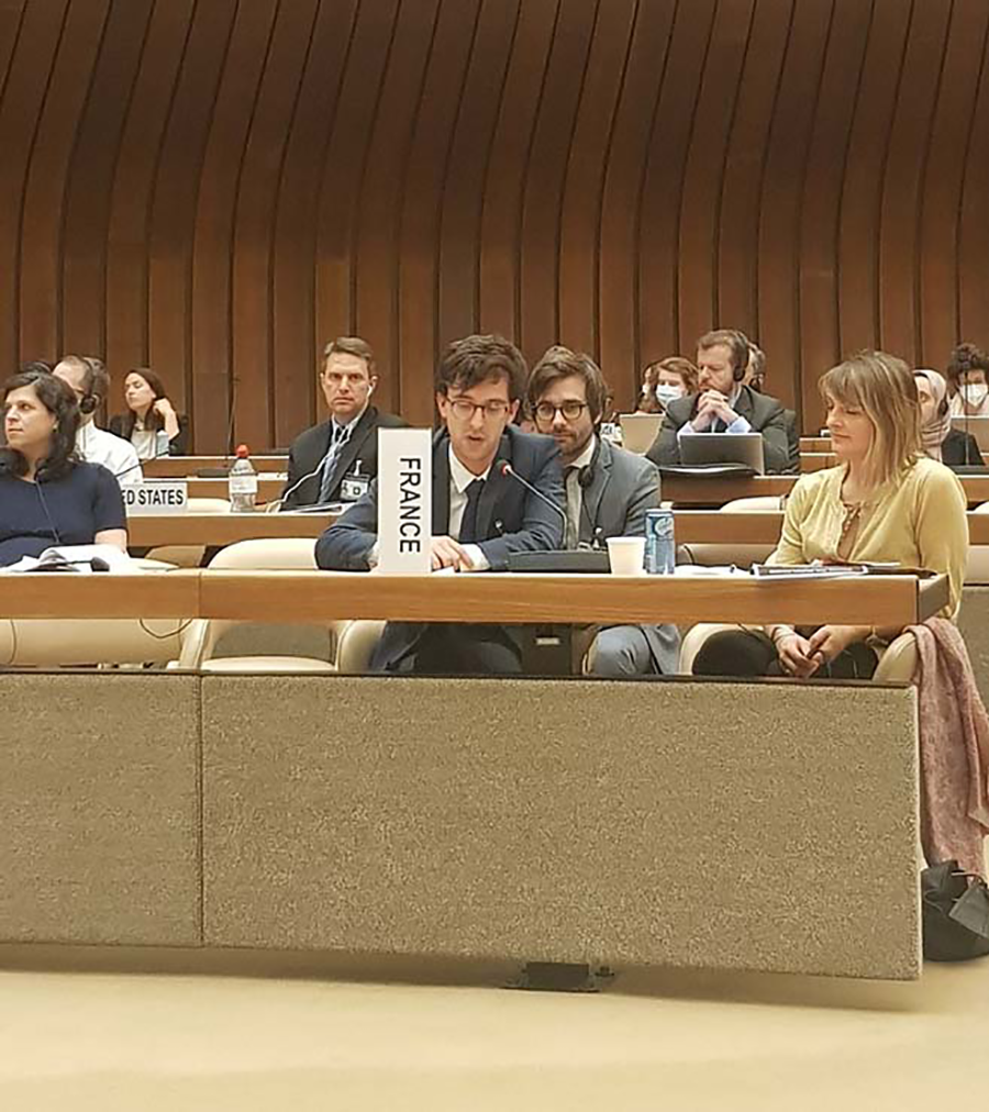 Members of the space security working group launched their first meeting in May at UN headquarters in Geneva.  (Photo courtesy of the UN)