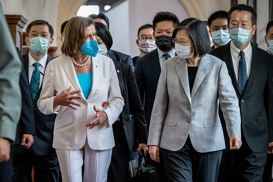 China reacted with aggressive military maneuvers after U.S. House Speaker Nancy Pelosi (D-CA), (L) visited Taiwan on Aug. 3 and met the president of the self-governing island, Tsai Ing-wen. (Photo by Chien Chih-Hung/Office of The President via Getty Images)