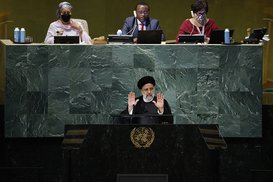 Iranian President Ebrahim Raisi addressed the UN General Assembly on Sept. 21. (Photo by Anna Moneymaker/Getty Images)