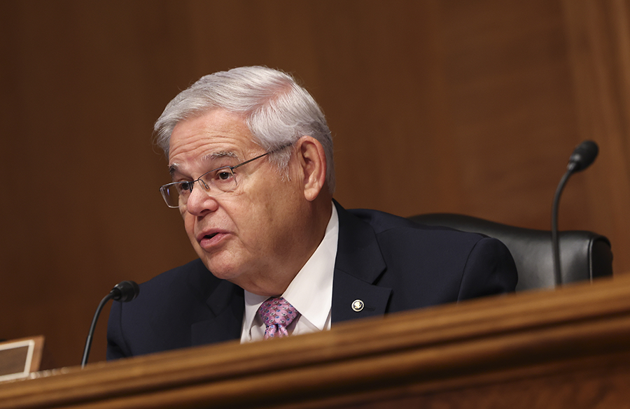 As tensions over Taiwan grew, the U.S. Senate Foreign Relations Committee approved the Taiwan Policy Act of 2022, sponsored by Chairman Bob Menendez (D-NJ), shown in photo, and Sen. Lindsey Graham (R-SC), to boost foreign military financing funds for the self-governing democracy that China claims as its own. The legislation must next be approved by the full Senate.  (Photo by Kevin Dietsch/Getty Images)