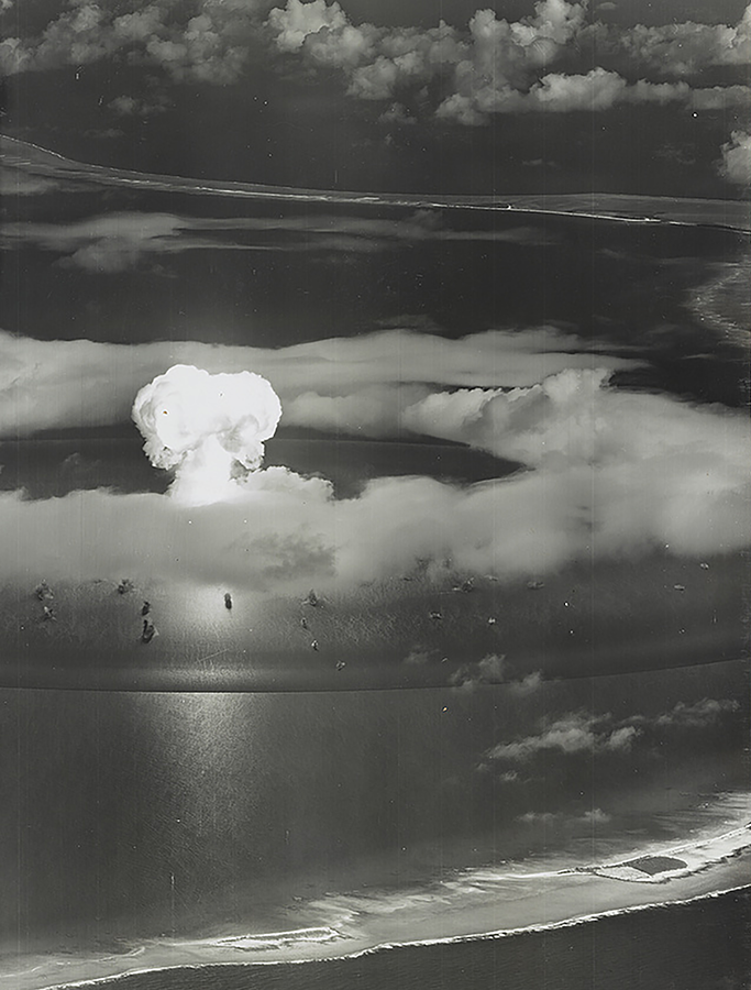 Bikini Atoll in the Marshall Islands was the site of 23 nuclear tests conducted by the United States from 1946 until 1958 that did untold damage to the coral reef and its inhabitants, who were forcibly relocated. (Library of Congress)