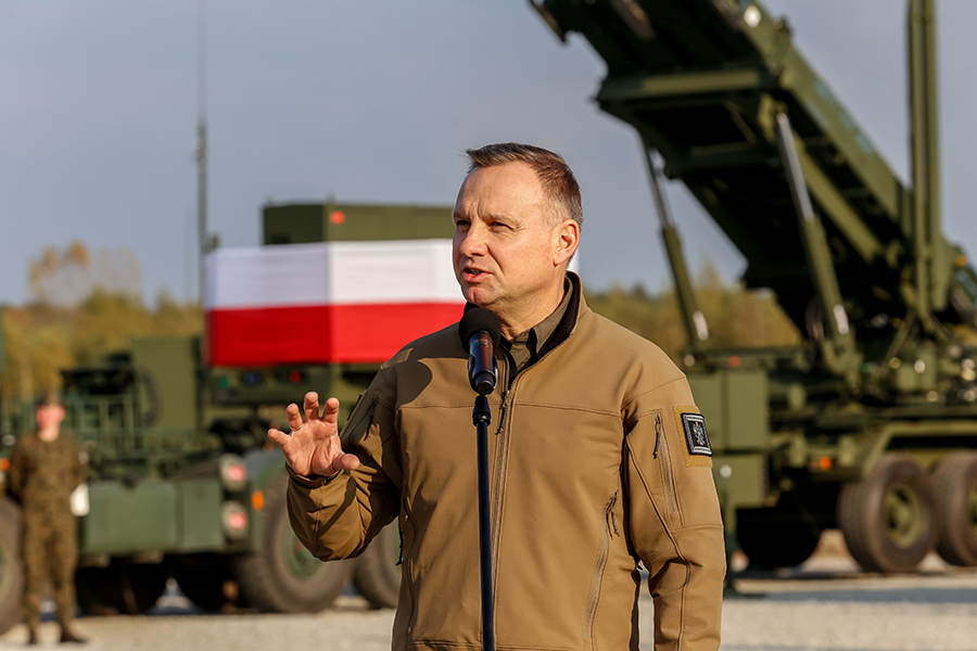 Polish President Andrzej Duda says his country would be willing to host U.S. nuclear weapons on its territory but the Biden administration has rejected the idea. (Photo by Dominika Zarycka/SOPA Images/LightRocket via Getty Images)