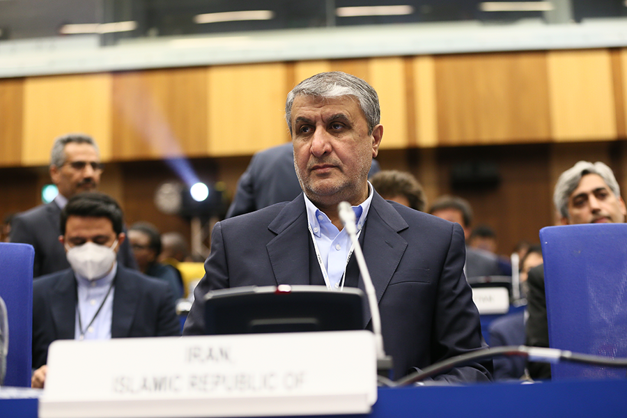 Mohammad Eslami, head of the Atomic Energy Agency of Iran, addressed the 66th International Atomic Energy Agency General Conference in September in Vienna. (Photo by Askin Kiyagan/Anadolu Agency via Getty Images)