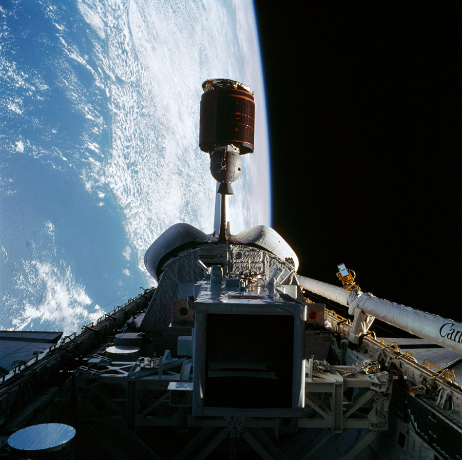 Satellites like the Telstar 3-D communications satellite, deployed by the space shuttle Discovery in 1985, are among those space objects that could be better protected if anti-satellite weapons tests are banned. (Photo by NASA)