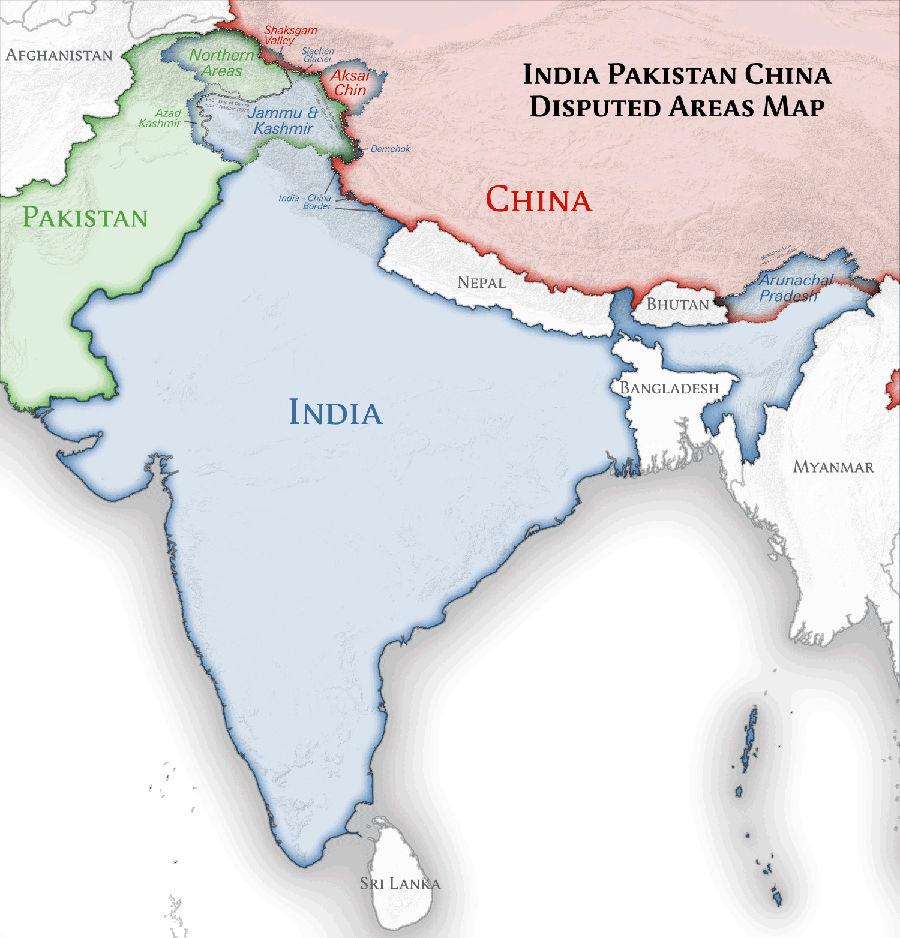 As the map shows, China, India, and Pakistan are so proximate to each other that a nuclear exchange would affect them all. (Image by Arun Ganesh, National Institute of Design Bangalore)