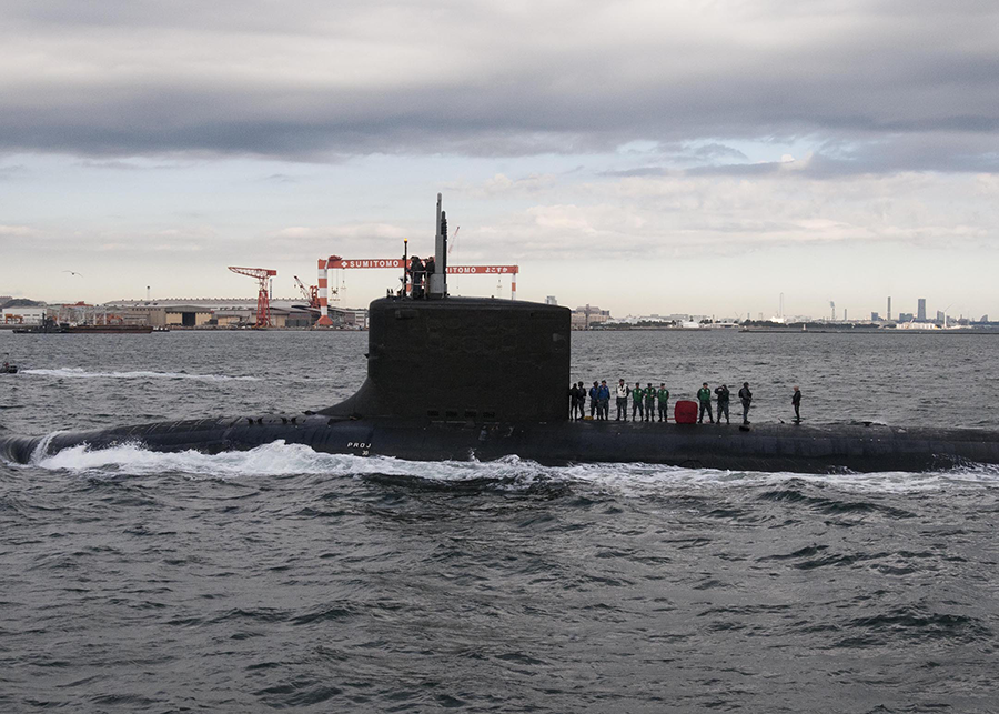 A version of the Virginia-class submarine that Australia plans to purchase in the 2030s from the United States, with the approval of the U.S. Congress, under the new AUKUS defense partnership. Meanwhile, Australia will work with the United Kingdom on a new submarine and build up its industrial base for domestic production. (Photo courtesy of the U.S. Navy)