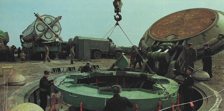 A 43rd Rocket Army ICBM silo being dismantled in Ukraine in the 1990s with funding assistance provided through the Nunn-Lugar Cooperative Threat Reduction Program. (Photo courtesy of Russian Maj. Gen. Nikolai Filatov and the National Security Archive)