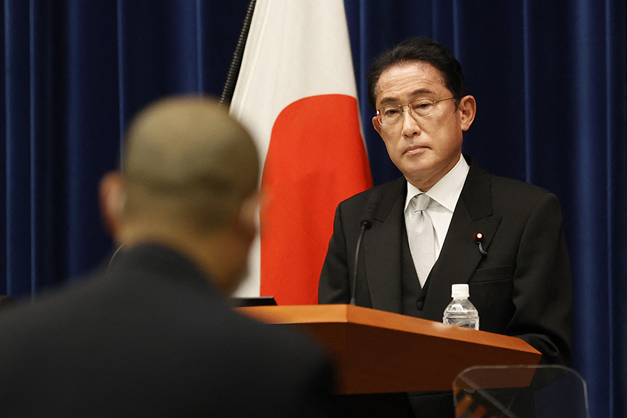 Japanese Prime Minister Fumio Kishida has asked his government to identify ways to increase defense spending in a sustainable way but the public is said to be ambivalent. (Photo by Rodrigo Reyes Marin/POOL/AFP via Getty Images)