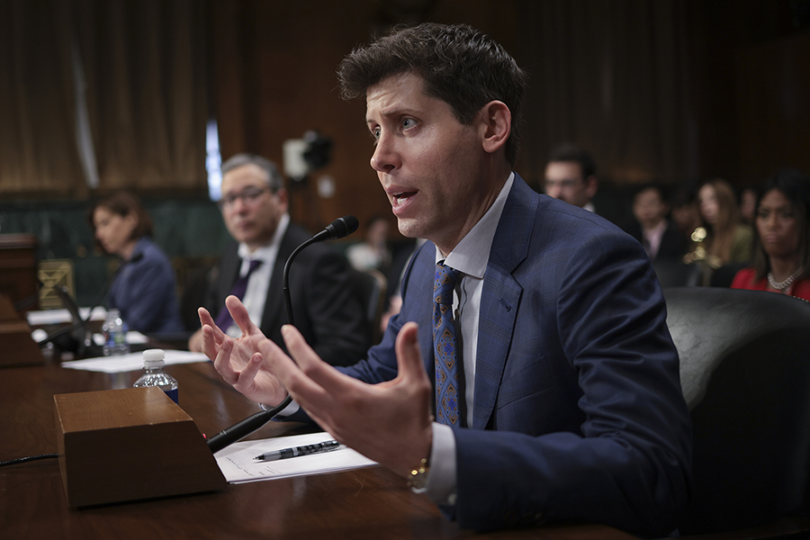 Sam Altman of OpenAI testified before a U.S. Senate subcommittee in May about the promise and dangers of ChatGPT, a “generative” artificial intelligence system. (Photo by Win McNamee/Getty Images)