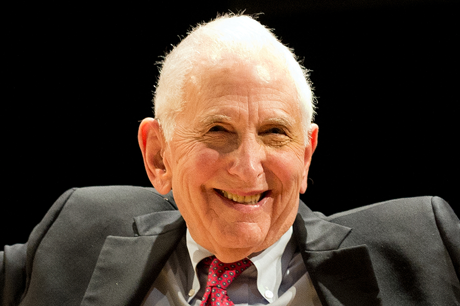Daniel Ellsberg, a former U.S. military analyst who exposed Washington’s secret war plans for Vietnam in 1971 and later campaigned for nuclear disarmament, social justice and an end to war, was photographed in Dresden in 2016, when he won the seventh International Peace Prize. (Arno Burgi/DPA/AFP via Getty Images)