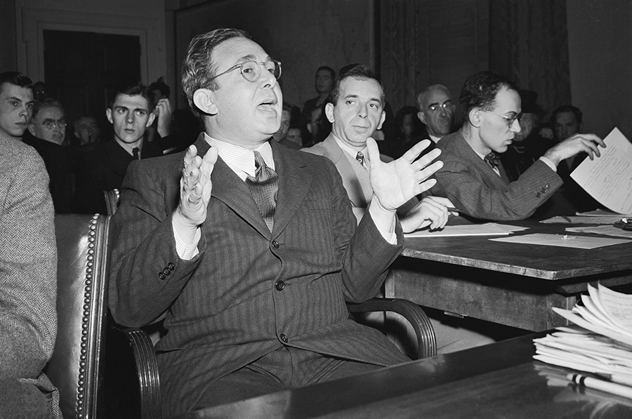 University of Chicago professor Leo Szilard, shown testifying before the U.S. Congress in 1945, joined 68 other Manhattan Project scientists in writing to President Harry Truman to argue against dropping the first atomic bomb on Japan during World War II. (Photo from Bettmann Archives via Getty Images).