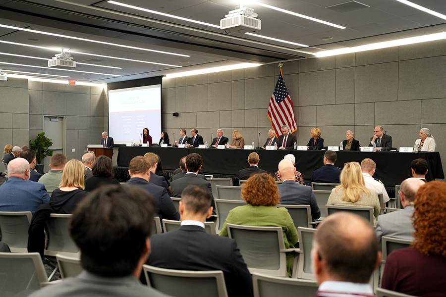 The Congressional Commission on the Strategic Posture of the United States unveils its report on October 12 at the Institute for Defense Analyses in Washington. (Photo by Aliyah Averette of the Institute for Defense Analyses)