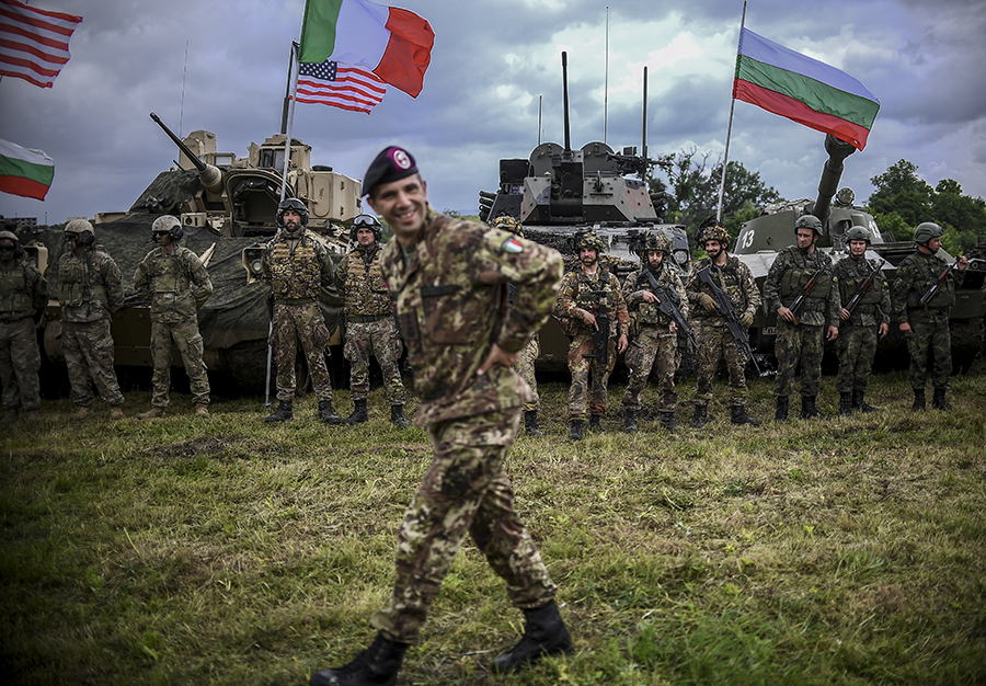Ground troops from Bulgaria, Italy, and the United States take part in a NATO military exercise in May. Since then, the alliance announced plans to suspend participation in the Conventional Armed Forces in Europe Treaty, effective Dec. 7, following Russia’s decision to withdraw from the pact.  (Photo by Borislav Troshev/Anadolu Agency via Getty Images)