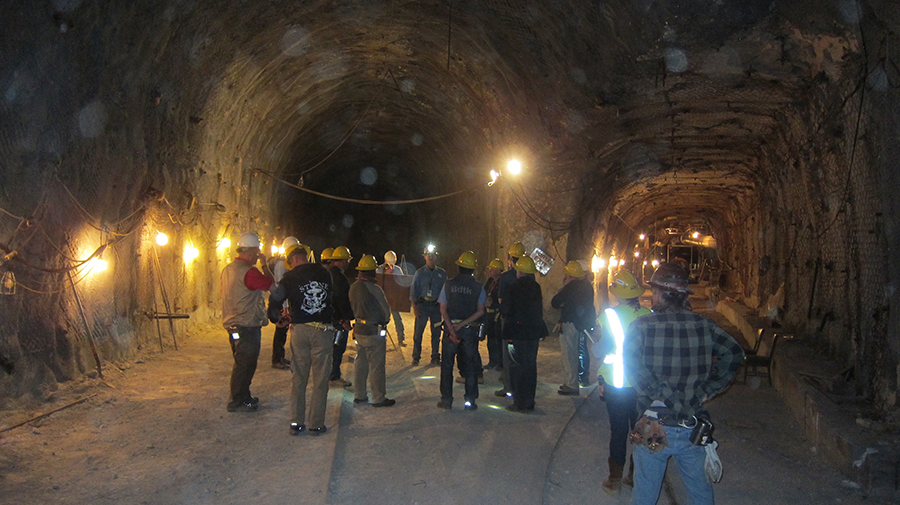 On-site inspection experts visit P Tunnel at the Nevada National Security Site in 2016. Today, researchers working in the tunnel conduct seismic, acoustic, electromagnetic, and radionuclide experiments that improve U.S. arms control and nuclear nonproliferation verification and monitoring capabilities. (Photo courtesy of the Comprehensive Nuclear-Test-Ban Treaty Organization)