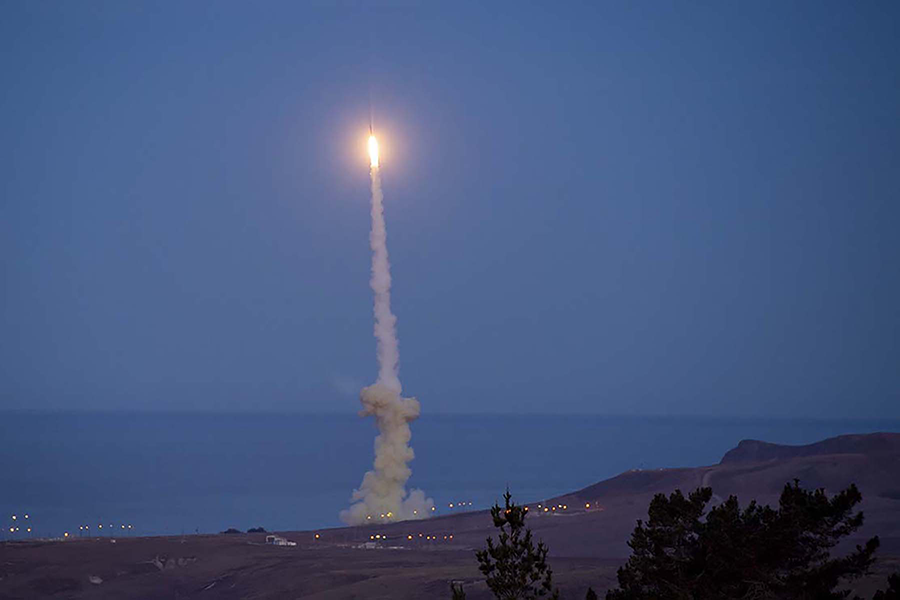 The United States has an unclear policy on whether to continue persuading Beijing that its development of homeland missile defense capabilities is limited, expert Tong Zhao writes. Here, an upgraded U.S. ground-based interceptor is shown during a test launch from Vandenberg Space Force Base in California on December 1. (Photo by Ryan Keith/U.S. Defense Department)