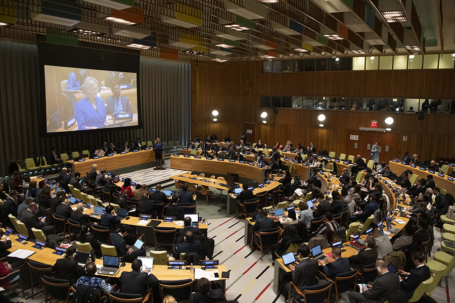 Participants in the second meeting of the Treaty on the Prohibition of Nuclear Weapons, including states-parties and representatives of international and nongovernmental organizations, met at the United Nations November 27 to December 1. (Photo by ICAN/Darren Ornitz)