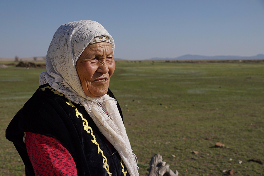 A Kazakh woman on the steppe in Znamenka, a village on the edge of the former Soviet Semipalatinsk nuclear test site in Kazakhstan in 2016. (Photo by Richard Blanshard/Getty Images)
