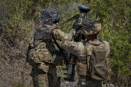 U.S. and Filipino troops carry out live-fire military exercises in the Philippines in 2023. For this year’s annual exercises, the United States for the first time included a Mid-Range Capability missile system that would have been prohibited by the Intermediate-Range Nuclear Forces Treaty, which is now defunct. (Photo by Ezra Acayan/Getty Images)