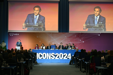 Rafael Mariano Grossi, director-general of the International Atomic Energy Organization, speaks at the International Conference on Nuclear Security in Vienna on May 20. Iran blocked the conference from adopting a ministerial declaration with recommendations for strengthening the nuclear security regime.  (Photo by Dean Calma/IAEA)