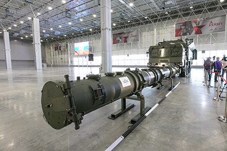 NATO judged Russia's development and deployment of the new land-based cruise missile 9M729 (on display in Moscow in 2019) to violate the 1987 Intermediate-Range Nuclear Forces Treaty. It caused tensions that led to the treaty’s unraveling and U.S. plans to station long-range missiles in Germany beginning in 2026. (Photo by Xinhua/Bai Xueqi via Getty Images)