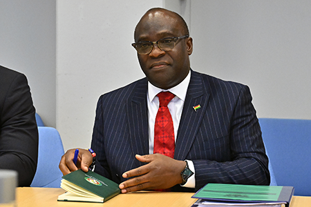 Harold Agyeman, Ghana’s UN ambassador, is chair of the third preparatory committee meeting for the 2026 nuclear Nonproliferation Treaty Review Conference. (Photo by Dean Calma/IAEA)