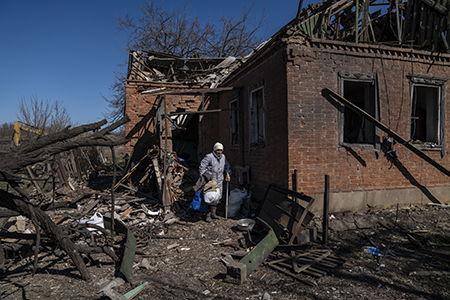 Russia’s war on Ukraine, including this March 25 attack on Kurtivka, Donetsk that claimed two lives, has upended international relations for three years, but diplomats Harold Agyeman, Akan Rakhmetullin and Jarmo Viinanen say recent efforts to push a ceasefire in the conflict could benefit the 2026 nuclear Nonproliferation Treaty Review Conference. (Photo by Jose Colon/Anadolu via Getty Images)