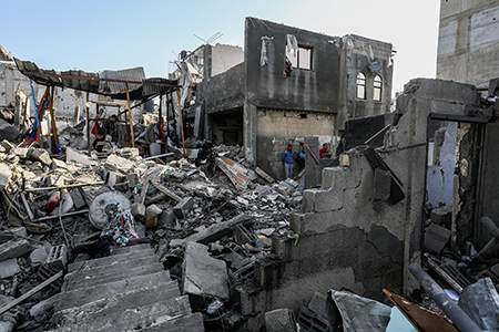 Two weeks after U.S. Secretary of State Marco Rubio bypassed Congress to sell 2,000-pound bombs to Israel, Israel bombed Gaza, breaking a ceasefire. (Photo by Abed Rahim Khatib/Anadolu via  Getty Images)