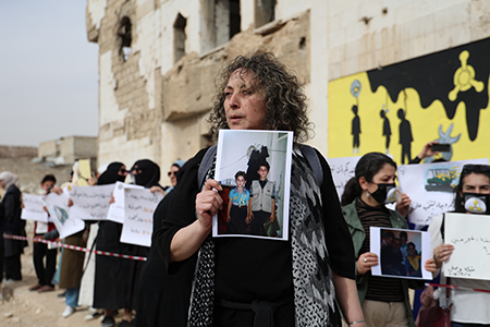 In recent years, chemical weapons were used in Syria during the war between the government of ousted President Bashar al-Assad and the Syrian opposition. In April, Syrians gathered during a silent memorial ceremony to commemorate the victims of the chemical weapons attack carried out by ousted Assad regime forces in 2018, in Douma, eastern of Damascus. (Photo by Hamza Abbas/Anadolu via Getty Images)